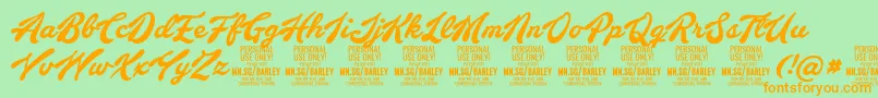 Police BarleyscriptPersonalUse – polices orange sur fond vert
