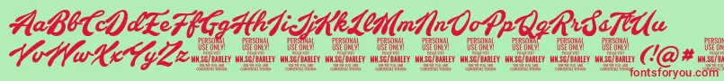 BarleyscriptPersonalUse Font – Red Fonts on Green Background