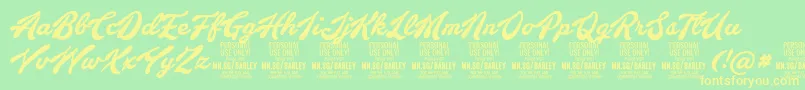 Fonte BarleyscriptPersonalUse – fontes amarelas em um fundo verde