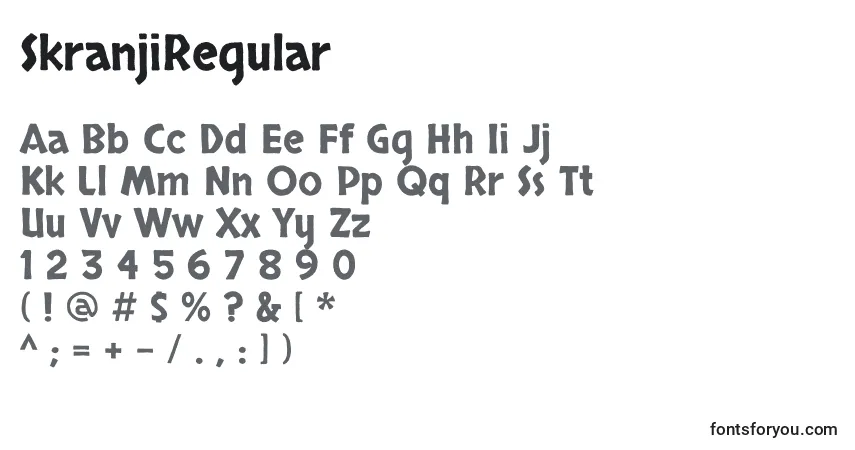 SkranjiRegular-fontti – aakkoset, numerot, erikoismerkit