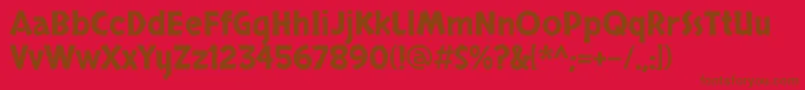 SkranjiRegular-Schriftart – Braune Schriften auf rotem Hintergrund