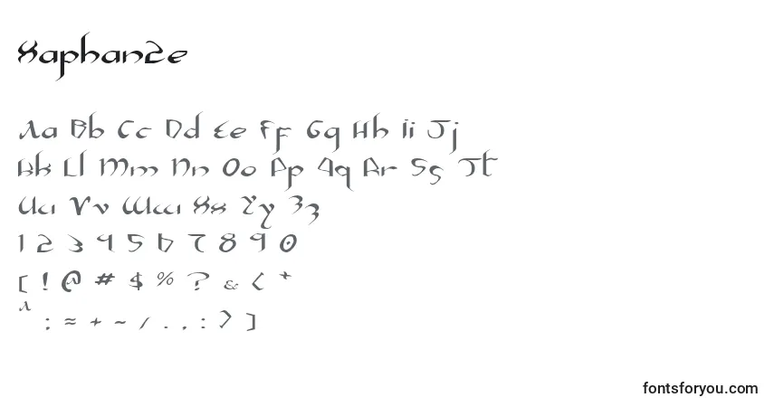 A fonte Xaphan2e – alfabeto, números, caracteres especiais