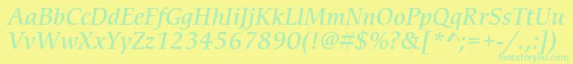 CerigostdMediumitalic-Schriftart – Grüne Schriften auf gelbem Hintergrund