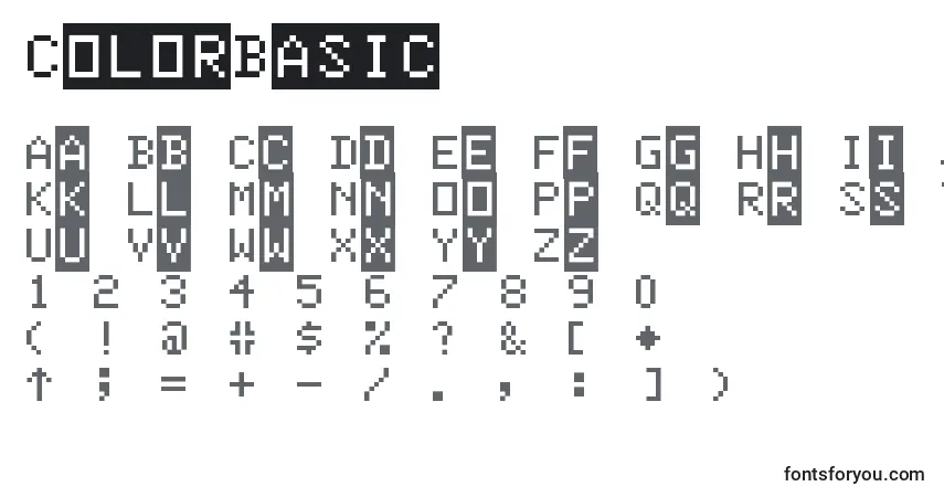 A fonte ColorBasic – alfabeto, números, caracteres especiais