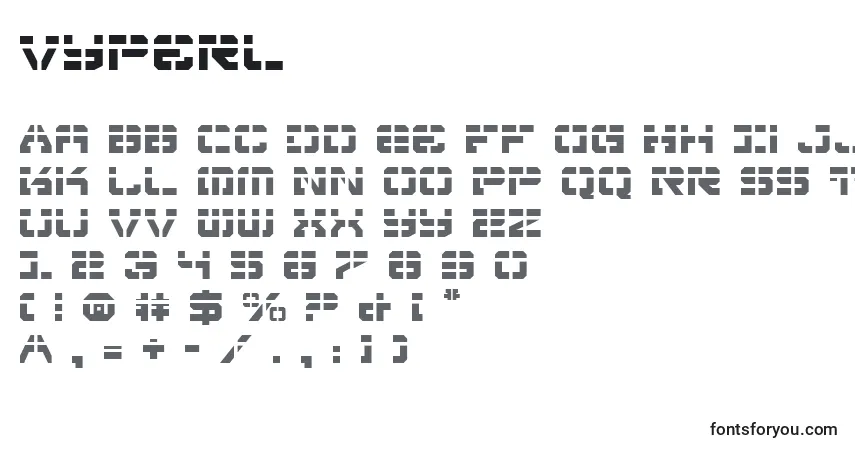 Schriftart Vyperl – Alphabet, Zahlen, spezielle Symbole