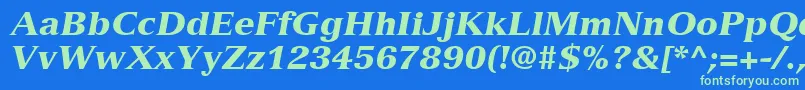 VersaillesLt96BlackItalic Font – Green Fonts on Blue Background