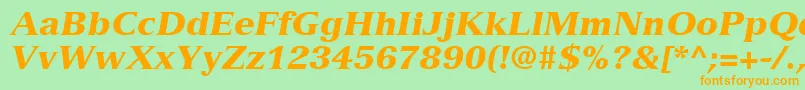 VersaillesLt96BlackItalic Font – Orange Fonts on Green Background