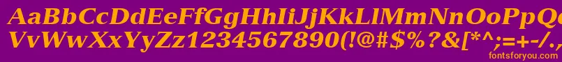 Fonte VersaillesLt96BlackItalic – fontes laranjas em um fundo violeta