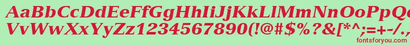 VersaillesLt96BlackItalic Font – Red Fonts on Green Background