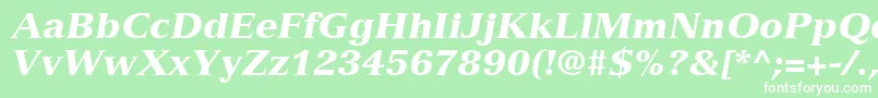 Fonte VersaillesLt96BlackItalic – fontes brancas em um fundo verde