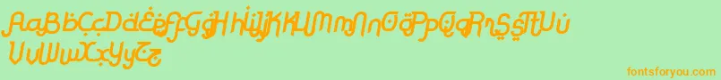RodjaBoldAltSlanted-Schriftart – Orangefarbene Schriften auf grünem Hintergrund