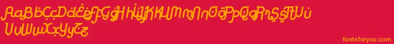 フォントRodjaBoldAltSlanted – 赤い背景にオレンジの文字
