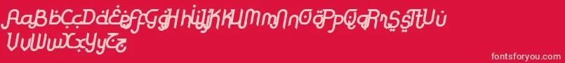 RodjaBoldAltSlanted-Schriftart – Rosa Schriften auf rotem Hintergrund