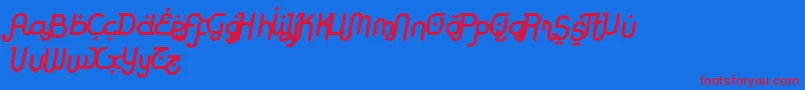 RodjaBoldAltSlanted-Schriftart – Rote Schriften auf blauem Hintergrund