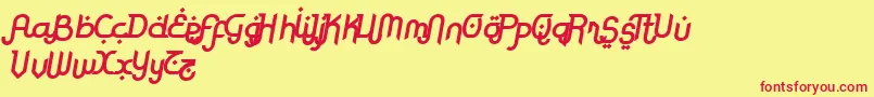 RodjaBoldAltSlanted Font – Red Fonts on Yellow Background