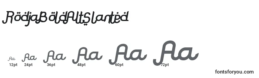 Размеры шрифта RodjaBoldAltSlanted