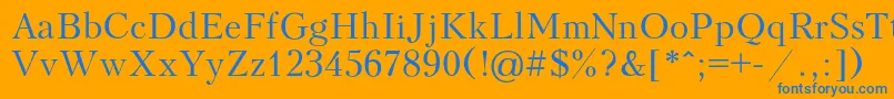 フォントVoltaire – オレンジの背景に青い文字