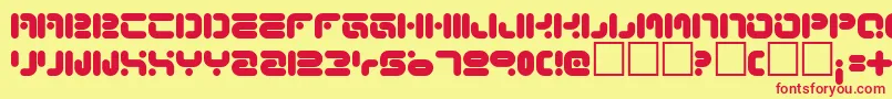 FunkyKnutSober-Schriftart – Rote Schriften auf gelbem Hintergrund
