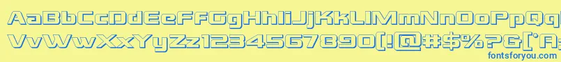 Шрифт Grandnational3D – синие шрифты на жёлтом фоне