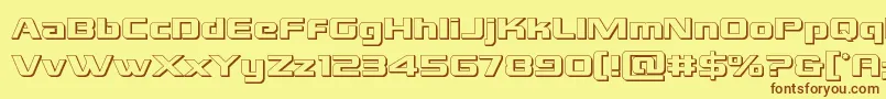 Grandnational3D-Schriftart – Braune Schriften auf gelbem Hintergrund