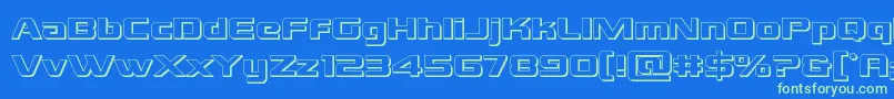 フォントGrandnational3D – 青い背景に緑のフォント