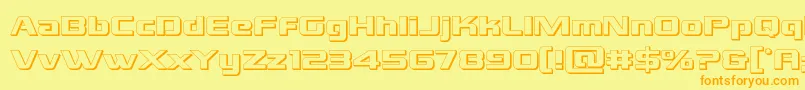 Grandnational3D-Schriftart – Orangefarbene Schriften auf gelbem Hintergrund