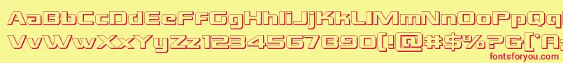 Grandnational3D-Schriftart – Rote Schriften auf gelbem Hintergrund
