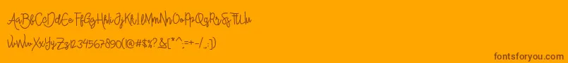 AlleanaScript-Schriftart – Braune Schriften auf orangefarbenem Hintergrund