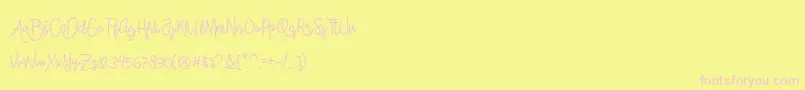 AlleanaScript-fontti – vaaleanpunaiset fontit keltaisella taustalla
