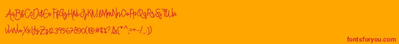 AlleanaScript Font – Red Fonts on Orange Background
