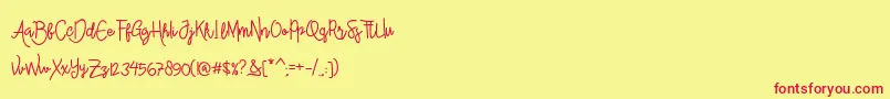 fuente AlleanaScript – Fuentes Rojas Sobre Fondo Amarillo