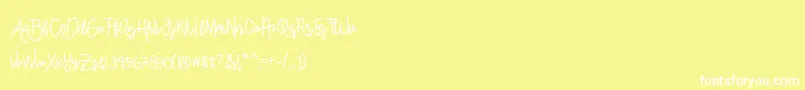 フォントAlleanaScript – 黄色い背景に白い文字