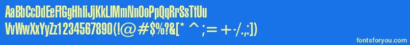 Swiss911UltraCompressedBt Font – Yellow Fonts on Blue Background