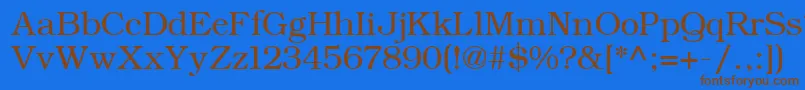 フォントErBukinist1251 – 茶色の文字が青い背景にあります。