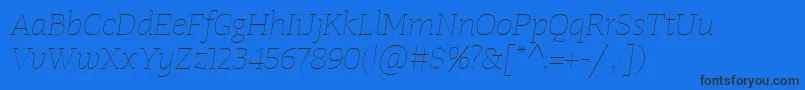 Fonte TangerserifwideUltralightitalic – fontes pretas em um fundo azul