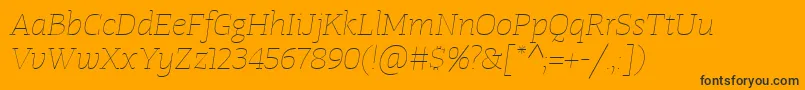Шрифт TangerserifwideUltralightitalic – чёрные шрифты на оранжевом фоне