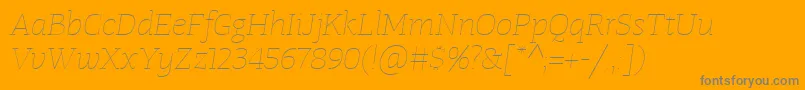 TangerserifwideUltralightitalic-Schriftart – Graue Schriften auf orangefarbenem Hintergrund