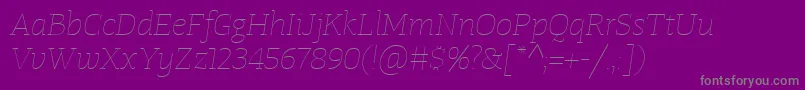 TangerserifwideUltralightitalic Font – Gray Fonts on Purple Background