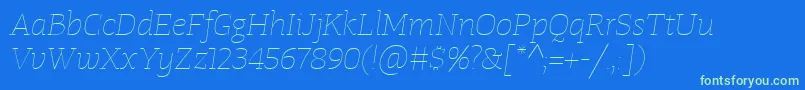 fuente TangerserifwideUltralightitalic – Fuentes Verdes Sobre Fondo Azul