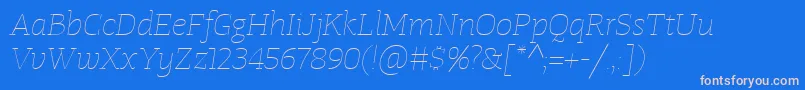 Fonte TangerserifwideUltralightitalic – fontes rosa em um fundo azul