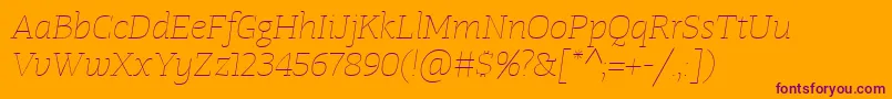 TangerserifwideUltralightitalic Font – Purple Fonts on Orange Background