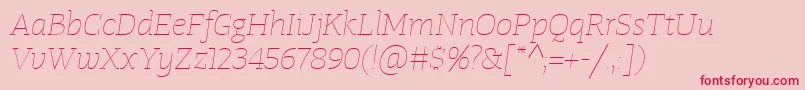 Шрифт TangerserifwideUltralightitalic – красные шрифты на розовом фоне