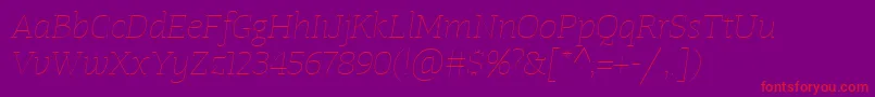 Fonte TangerserifwideUltralightitalic – fontes vermelhas em um fundo violeta