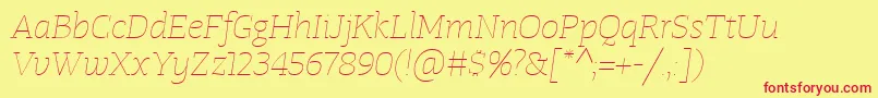 Шрифт TangerserifwideUltralightitalic – красные шрифты на жёлтом фоне