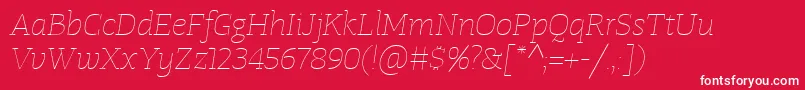 TangerserifwideUltralightitalic Font – White Fonts on Red Background