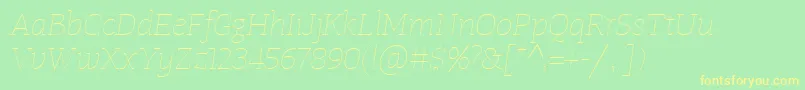 En savoir plus sur la police TangerserifwideUltralightitalic Police TangerserifwideUltralightitalic – polices jaunes sur fond vert