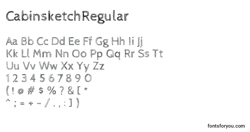 Czcionka CabinsketchRegular – alfabet, cyfry, specjalne znaki