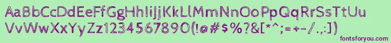 CabinsketchRegular Font – Purple Fonts on Green Background