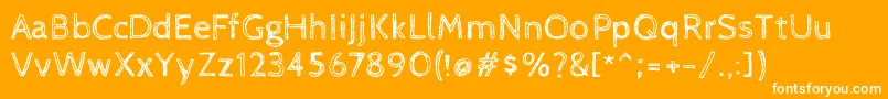 CabinsketchRegular-Schriftart – Weiße Schriften auf orangefarbenem Hintergrund