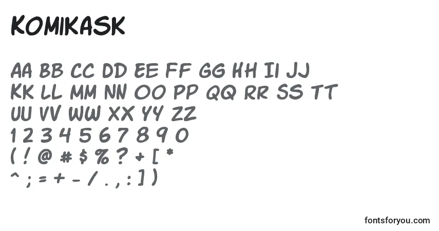 A fonte Komikask – alfabeto, números, caracteres especiais